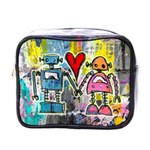 Graffiti Pop Robot Love Mini Travel Toiletry Bag (One Side) Front