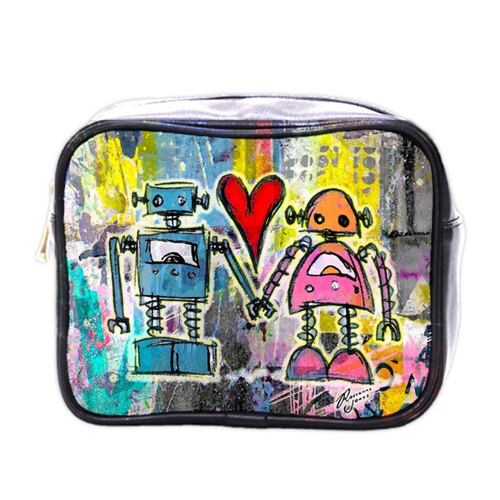 Graffiti Pop Robot Love Mini Travel Toiletry Bag (One Side)
