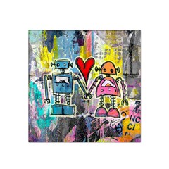 Graffiti Pop Robot Love Satin Bandana Scarf by ArtistRoseanneJones