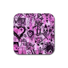 Pink Scene Kid Sketches Drink Coaster (square) by ArtistRoseanneJones