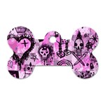 Pink Scene Kid Sketches Dog Tag Bone (Two Sided) Back