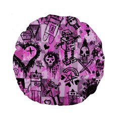 Pink Scene Kid Sketches Standard 15  Premium Flano Round Cushion  by ArtistRoseanneJones