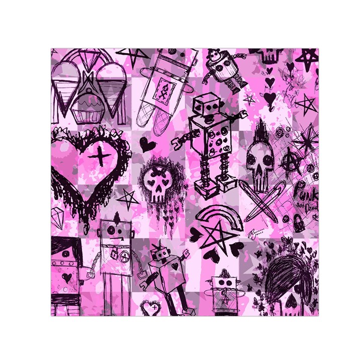 Pink Scene Kid Sketches Small Satin Scarf (Square)