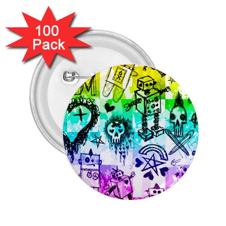 Rainbow Scene Kid Sketches 2.25  Button (100 pack)