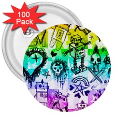 Rainbow Scene Kid Sketches 3  Button (100 Pack) by ArtistRoseanneJones