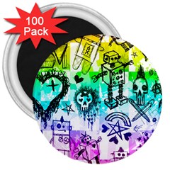 Rainbow Scene Kid Sketches 3  Button Magnet (100 Pack) by ArtistRoseanneJones