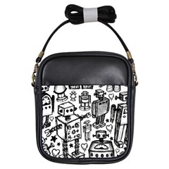 Robot Crowd Girl s Sling Bag