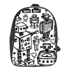 Robot Crowd School Bag (xl) by ArtistRoseanneJones