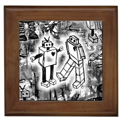 Robot Love Framed Ceramic Tile by ArtistRoseanneJones