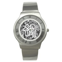 Robot Love Stainless Steel Watch (slim) by ArtistRoseanneJones