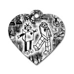 Robot Love Dog Tag Heart (Two Sided) Back