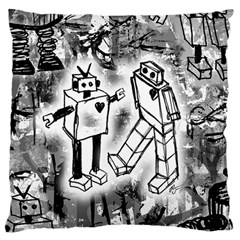 Robot Love Large Flano Cushion Case (two Sides) by ArtistRoseanneJones