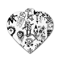 Scene Kid Sketches Dog Tag Heart (one Sided)  by ArtistRoseanneJones