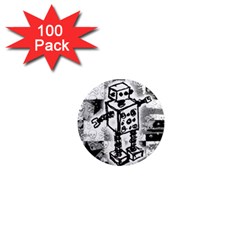 Sketched Robot 1  Mini Button Magnet (100 Pack) by ArtistRoseanneJones