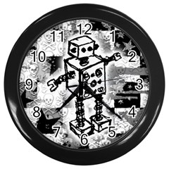 Sketched Robot Wall Clock (black) by ArtistRoseanneJones