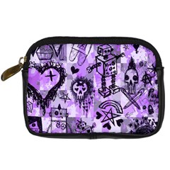 Purple Scene Kid Sketches Digital Camera Leather Case by ArtistRoseanneJones