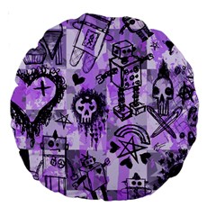 Purple Scene Kid Sketches Large 18  Premium Round Cushion  by ArtistRoseanneJones