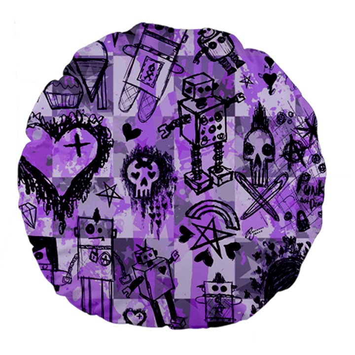 Purple Scene Kid Sketches Large 18  Premium Flano Round Cushion 