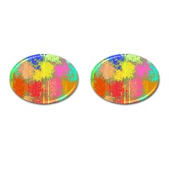 Colorful Paint Spots Cufflinks (oval) by LalyLauraFLM