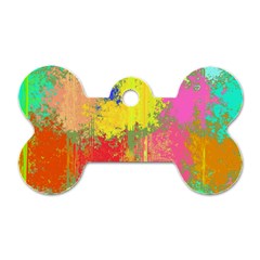 Colorful Paint Spots Dog Tag Bone (one Side) by LalyLauraFLM