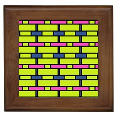 Pink,green,blue Rectangles Pattern Framed Tile by LalyLauraFLM