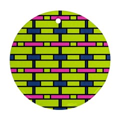 Pink,green,blue Rectangles Pattern Ornament (round) by LalyLauraFLM