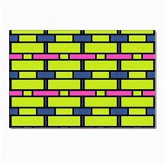 Pink,green,blue Rectangles Pattern Postcard 4 x 6  (pkg Of 10) by LalyLauraFLM