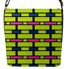 Pink,green,blue Rectangles Pattern Flap Closure Messenger Bag (s) by LalyLauraFLM