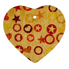 Shapes On Vintage Paper Heart Ornament (two Sides) by LalyLauraFLM