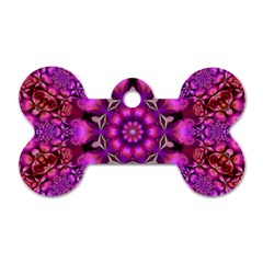 Pink Fractal Kaleidoscope  Dog Tag Bone (One Sided)