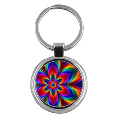 Rainbow Flower Key Chain (round) by KirstenStar