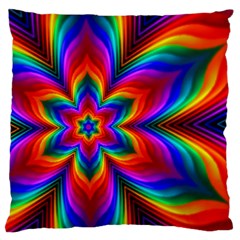 Rainbow Flower Large Flano Cushion Case (two Sides) by KirstenStar