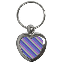 Diagonal chevron pattern Key Chain (Heart)