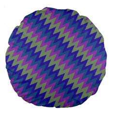 Diagonal chevron pattern Large 18  Premium Round Cushion 