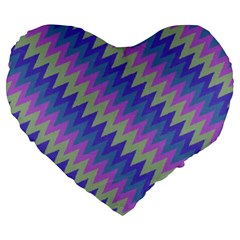 Diagonal chevron pattern Large 19  Premium Heart Shape Cushion