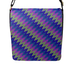 Diagonal Chevron Pattern Flap Closure Messenger Bag (l)