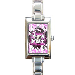 Cartoon Skull  Rectangular Italian Charm Watch by ArtistRoseanneJones