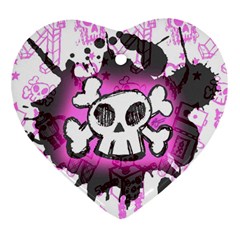 Cartoon Skull  Heart Ornament by ArtistRoseanneJones