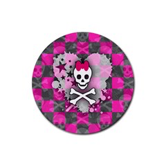 Princess Skull Heart Drink Coaster (round)