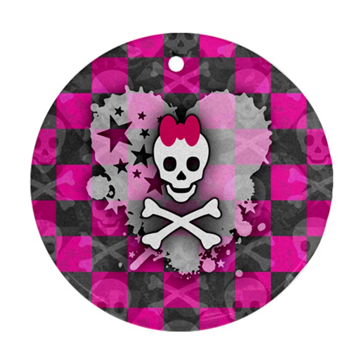 Princess Skull Heart Round Ornament (Two Sides)