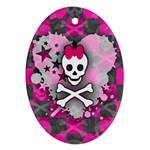 Princess Skull Heart Oval Ornament (Two Sides) Front