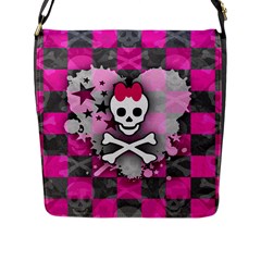 Princess Skull Heart Flap Closure Messenger Bag (l)