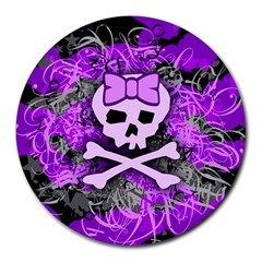 Purple Girly Skull 8  Mouse Pad (round)