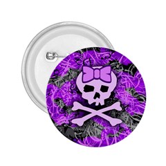 Purple Girly Skull 2 25  Button by ArtistRoseanneJones