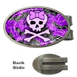 Purple Girly Skull Money Clip (Oval) Front