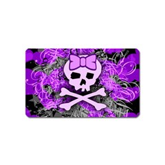 Purple Girly Skull Magnet (name Card) by ArtistRoseanneJones