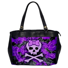 Purple Girly Skull Oversize Office Handbag (one Side)