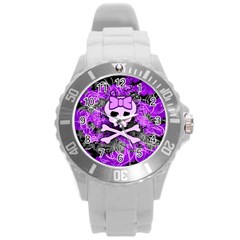 Purple Girly Skull Plastic Sport Watch (large) by ArtistRoseanneJones