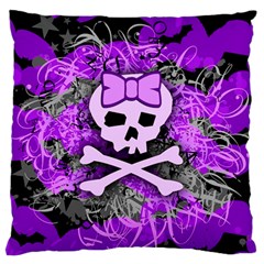 Purple Girly Skull Standard Flano Cushion Case (two Sides)