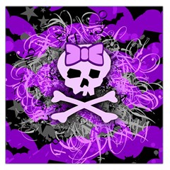 Purple Girly Skull Large Satin Scarf (square)